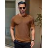 COOFANDY Men’s Knit T-Shirts Short Sleeve Crewneck Shirt Casual Textured Pullover Tees(Brown)