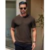 COOFANDY Men’s Knit T-Shirts Short Sleeve Crewneck Shirt Casual Textured Pullover Tees(Coffee)