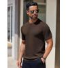 COOFANDY Men’s Knit T-Shirts Short Sleeve Crewneck Shirt Casual Textured Pullover Tees(Coffee)