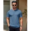 COOFANDY Men’s Knit T-Shirts Short Sleeve Crewneck Shirt Casual Textured Pullover Tees(Gray Blue)