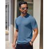 COOFANDY Men’s Knit T-Shirts Short Sleeve Crewneck Shirt Casual Textured Pullover Tees(Gray Blue)