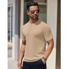 COOFANDY Men’s Knit T-Shirts Short Sleeve Crewneck Shirt Casual Textured Pullover Tees(Khaki)