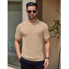 COOFANDY Men’s Knit T-Shirts Short Sleeve Crewneck Shirt Casual Textured Pullover Tees(Khaki)