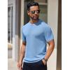 COOFANDY Men’s Knit T-Shirts Short Sleeve Crewneck Shirt Casual Textured Pullover Tees(Light Blue)