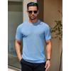 COOFANDY Men’s Knit T-Shirts Short Sleeve Crewneck Shirt Casual Textured Pullover Tees(Light Blue)