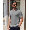 COOFANDY Men’s Knit T-Shirts Short Sleeve Crewneck Shirt Casual Textured Pullover Tees(Light Grey)