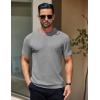 COOFANDY Men’s Knit T-Shirts Short Sleeve Crewneck Shirt Casual Textured Pullover Tees(Light Grey)