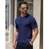 COOFANDY Men’s Knit T-Shirts Short Sleeve Crewneck Shirt Casual Textured Pullover Tees(Navy Blue)