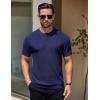 COOFANDY Men’s Knit T-Shirts Short Sleeve Crewneck Shirt Casual Textured Pullover Tees(Navy Blue)