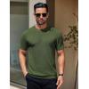 COOFANDY Men’s Knit T-Shirts Short Sleeve Crewneck Shirt Casual Textured Pullover Tees(Olive Green)