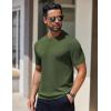 COOFANDY Men’s Knit T-Shirts Short Sleeve Crewneck Shirt Casual Textured Pullover Tees(Olive Green)