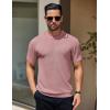 COOFANDY Men’s Knit T-Shirts Short Sleeve Crewneck Shirt Casual Textured Pullover Tees(Pink)