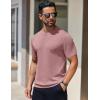COOFANDY Men’s Knit T-Shirts Short Sleeve Crewneck Shirt Casual Textured Pullover Tees(Pink)