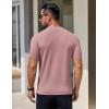 COOFANDY Men’s Knit T-Shirts Short Sleeve Crewneck Shirt Casual Textured Pullover Tees(Pink)