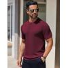 COOFANDY Men’s Knit T-Shirts Short Sleeve Crewneck Shirt Casual Textured Pullover Tees(Wine Red)