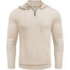 COOFANDY Mens Knitted Hoodie Sweater Long Sleeve Turtleneck Quarter Zip Pullover Sweaters with Pocket(Beige)