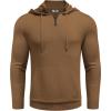 COOFANDY Mens Knitted Hoodie Sweater Long Sleeve Turtleneck Quarter Zip Pullover Sweaters with Pocket(Brown)