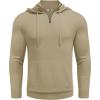 COOFANDY Mens Knitted Hoodie Sweater Long Sleeve Turtleneck Quarter Zip Pullover Sweaters with Pocket(Khaki)