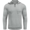 COOFANDY Mens Knitted Hoodie Sweater Long Sleeve Turtleneck Quarter Zip Pullover Sweaters with Pocket(Light Gray)