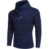 COOFANDY Men’s Knitted Hoodies Pullover Casual Long Sleeve Turtleneck Sweaters(A- Navy Blue)