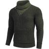 COOFANDY Men’s Knitted Turtleneck Pullover Shawl Collar Sweaters Slim Fit High Neck Hoodies with Pockets(Army Green)