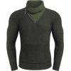 COOFANDY Men’s Knitted Turtleneck Pullover Shawl Collar Sweaters Slim Fit High Neck Hoodies with Pockets(Army Green)