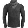 COOFANDY Men’s Knitted Turtleneck Pullover Shawl Collar Sweaters Slim Fit High Neck Hoodies with Pockets(Black)
