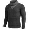 COOFANDY Men’s Knitted Turtleneck Pullover Shawl Collar Sweaters Slim Fit High Neck Hoodies with Pockets(Black)