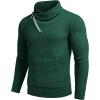 COOFANDY Men’s Knitted Turtleneck Pullover Shawl Collar Sweaters Slim Fit High Neck Hoodies with Pockets(Blackish Green)