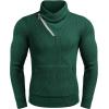 COOFANDY Men’s Knitted Turtleneck Pullover Shawl Collar Sweaters Slim Fit High Neck Hoodies with Pockets(Blackish Green)