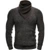 COOFANDY Men’s Knitted Turtleneck Pullover Shawl Collar Sweaters Slim Fit High Neck Hoodies with Pockets(Brown)