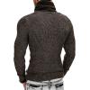 COOFANDY Men’s Knitted Turtleneck Pullover Shawl Collar Sweaters Slim Fit High Neck Hoodies with Pockets(Brown)