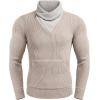 COOFANDY Men’s Knitted Turtleneck Pullover Shawl Collar Sweaters Slim Fit High Neck Hoodies with Pockets(Camel)