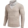 COOFANDY Men’s Knitted Turtleneck Pullover Shawl Collar Sweaters Slim Fit High Neck Hoodies with Pockets(Camel)
