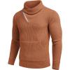 COOFANDY Men’s Knitted Turtleneck Pullover Shawl Collar Sweaters Slim Fit High Neck Hoodies with Pockets(Caramel)
