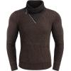COOFANDY Men’s Knitted Turtleneck Pullover Shawl Collar Sweaters Slim Fit High Neck Hoodies with Pockets(Coffee)