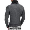 COOFANDY Men’s Knitted Turtleneck Pullover Shawl Collar Sweaters Slim Fit High Neck Hoodies with Pockets(Dark Gray)
