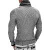 COOFANDY Men’s Knitted Turtleneck Pullover Shawl Collar Sweaters Slim Fit High Neck Hoodies with Pockets(Grey)