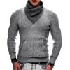 COOFANDY Men’s Knitted Turtleneck Pullover Shawl Collar Sweaters Slim Fit High Neck Hoodies with Pockets(Grey)