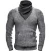 COOFANDY Men’s Knitted Turtleneck Pullover Shawl Collar Sweaters Slim Fit High Neck Hoodies with Pockets(Grey)