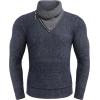 COOFANDY Men’s Knitted Turtleneck Pullover Shawl Collar Sweaters Slim Fit High Neck Hoodies with Pockets(Navy Blue)