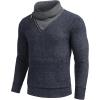 COOFANDY Men’s Knitted Turtleneck Pullover Shawl Collar Sweaters Slim Fit High Neck Hoodies with Pockets(Navy Blue)