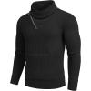 COOFANDY Men’s Knitted Turtleneck Pullover Shawl Collar Sweaters Slim Fit High Neck Hoodies with Pockets(Pure Black)