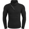 COOFANDY Men’s Knitted Turtleneck Pullover Shawl Collar Sweaters Slim Fit High Neck Hoodies with Pockets(Pure Black)