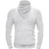COOFANDY Men’s Knitted Turtleneck Pullover Shawl Collar Sweaters Slim Fit High Neck Hoodies with Pockets(White)