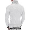 COOFANDY Men’s Knitted Turtleneck Pullover Shawl Collar Sweaters Slim Fit High Neck Hoodies with Pockets(White)