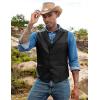 COOFANDY Men’s Leather Suit Vest Slim Fit Casual Western Vest Jacket Lightweight V-Neck Dress Waistcoats(Black)