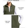 COOFANDY Men’s Lightweight Fleece Vest Sleeveless Zip Up Warm Jacket Casual Outerwear Vests With Pockets(Army Green)