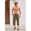 COOFANDY Men’s Linen Capri Pants Casual Lightweight 3/4 Baggy Pants Drawstring Elastic Waist Beach Yoga Pants with Pockets(Army Green)
