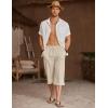COOFANDY Men’s Linen Capri Pants Casual Lightweight 3/4 Baggy Pants Drawstring Elastic Waist Beach Yoga Pants with Pockets(Beige)